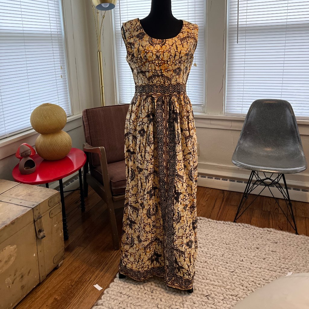 Batik Boho Beach Festival Handmade Cottage Art To Wear Small Maxi